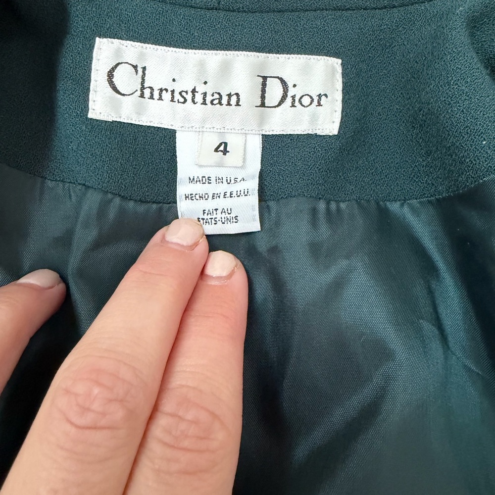CHRISTIAN DIOR Vintage Wool Blazer Jacket, sz 4 - Picture 5 of 14